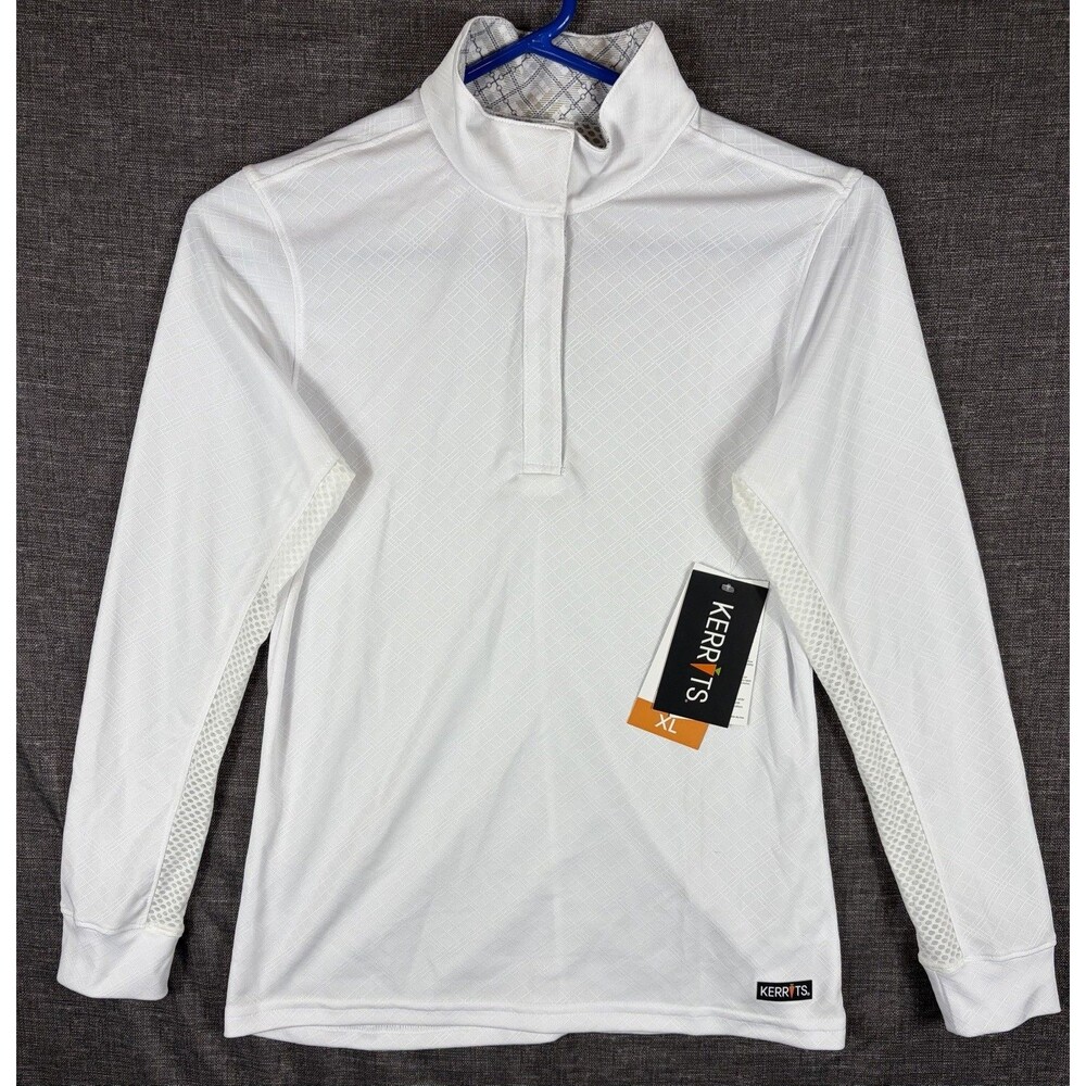 Kerrits Kids Encore Long Sleeve Show Shirt UPF30 Equestrian White Youth XL